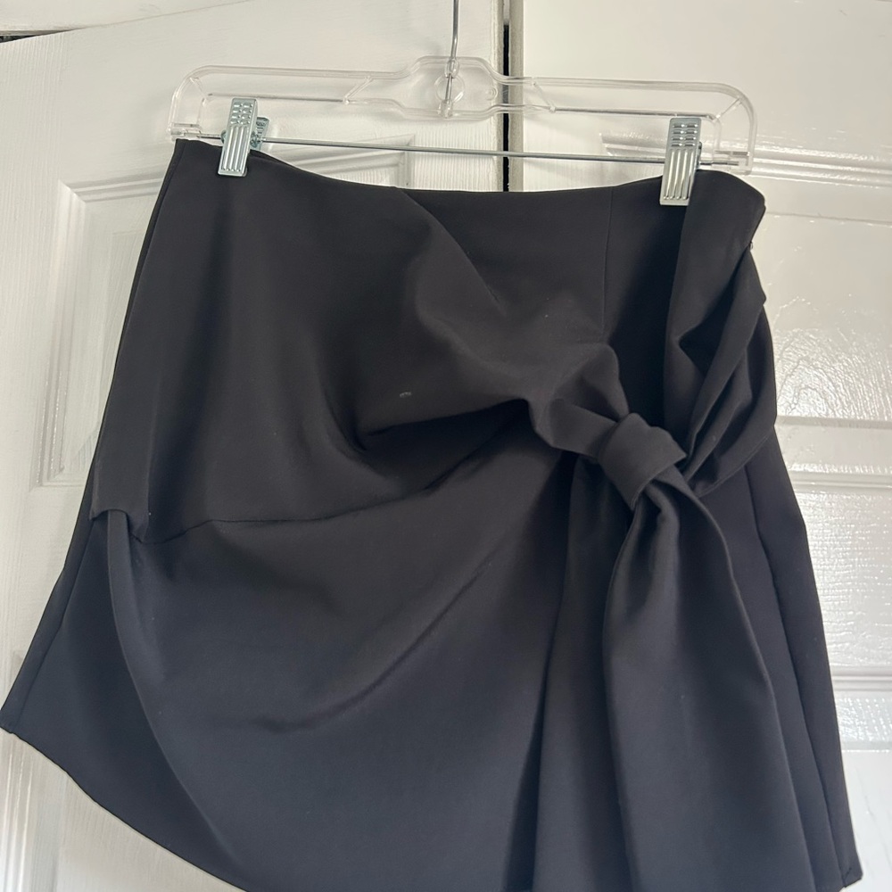 Zara Black Asymmetrical Wrap Mini Skirt